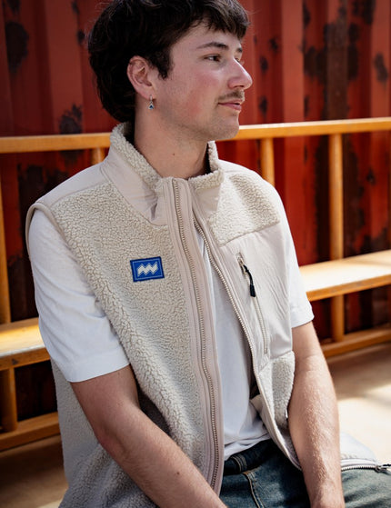Sherpa bodywarmer beige met patch